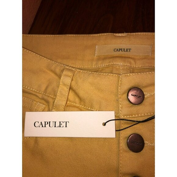 New Revolve Capulet Womens XS Imogen Skinny Crop Yellow Ruffle Jeans Pants - Picture 9 of 11